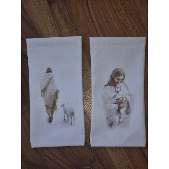 2 Christian Jesus Glasses Case Soft Leather Magnetic Closure 7x3.5 Inches sb31 - Picture 1 of 7